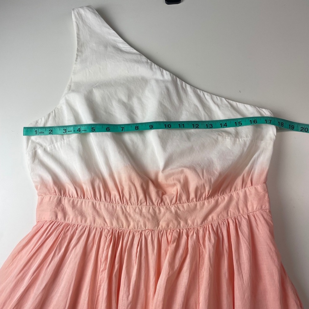 Boden NWT Ora Ombre One Shoulder Midi Dress Orange White Dip Dye Womens 6 cotton - Picture 10 of 14